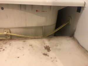 お風呂のエプロンをじぶんで掃除 エプロンを外す
