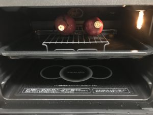 ヘルシオでふかしいも ヘルシオの上段にセット