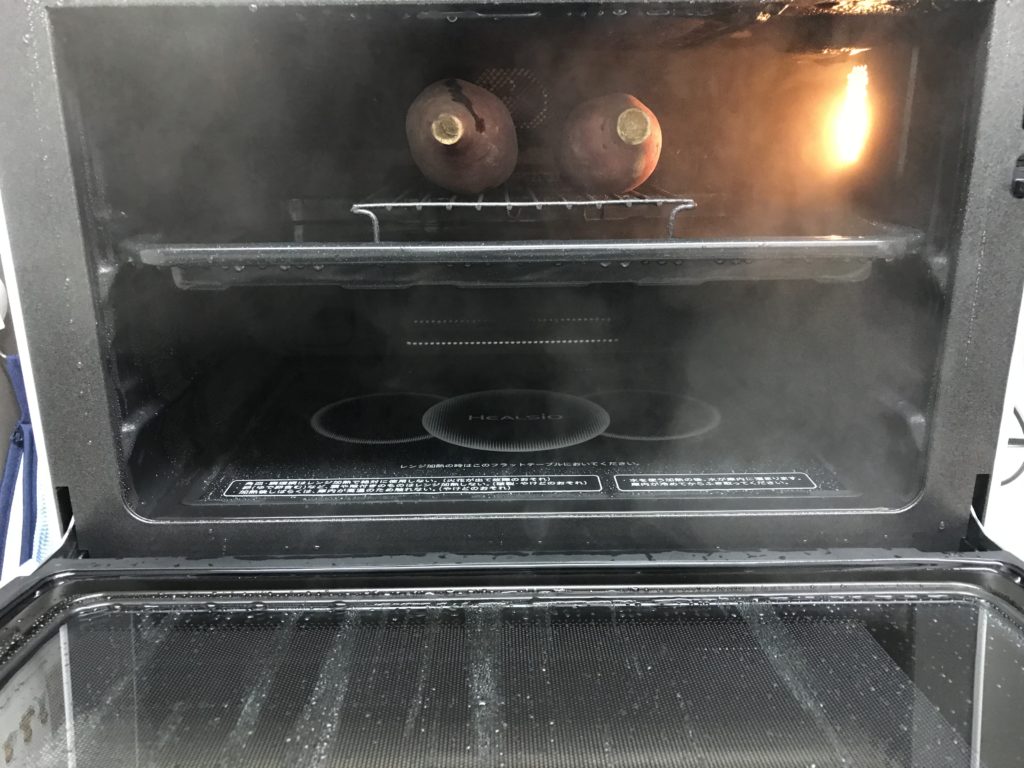 ヘルシオでふかしいも できあがり 蒸気